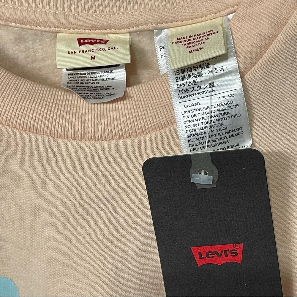 Levi's Tops | Women's Levi's Cropped Graphic Logo Sweatshirt color:peach size M - Picture 7 of 10